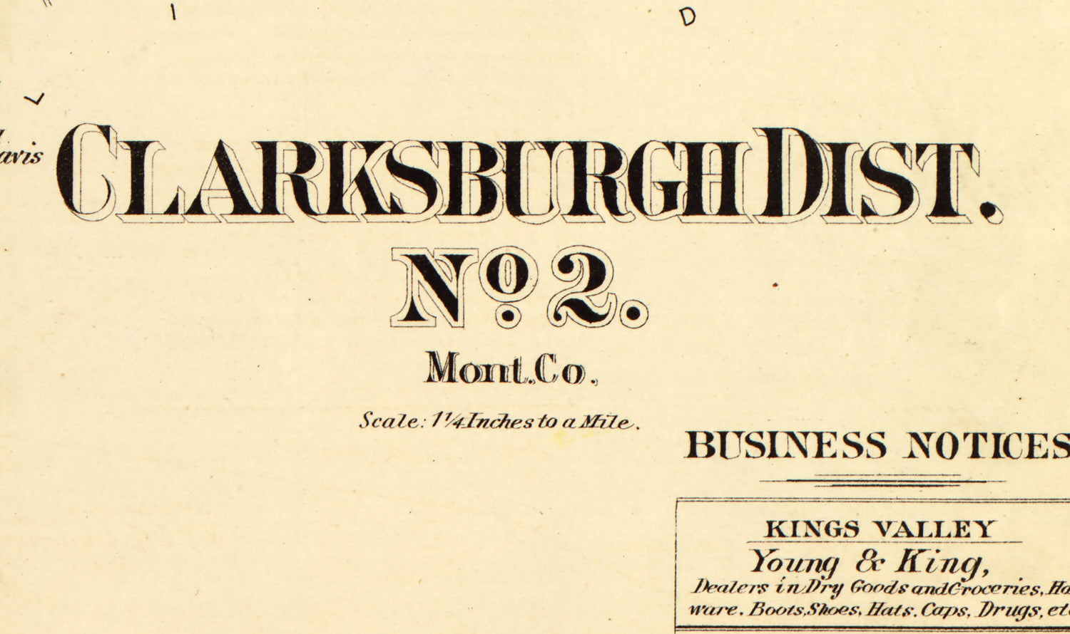 1879 Map of Clarksburgh District Montgomery County Maryland