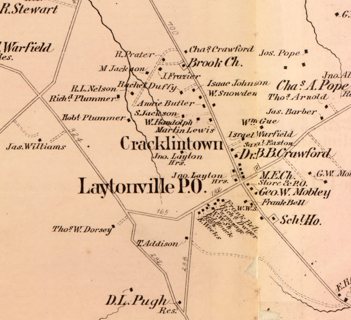 1879 Map of Cracklin District Montgomery County Maryland
