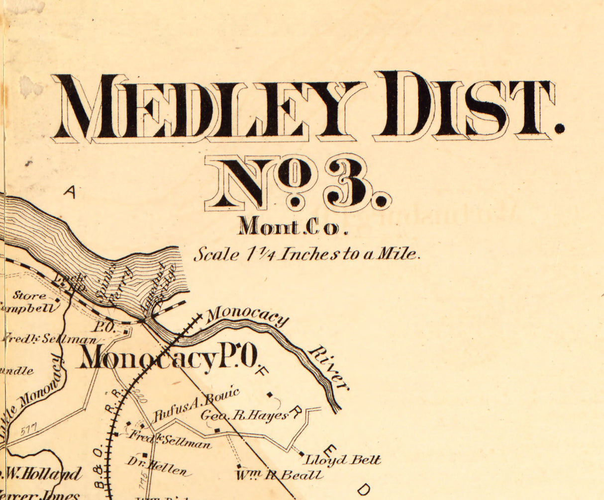 1879 Map of Medley District Montgomery County Maryland