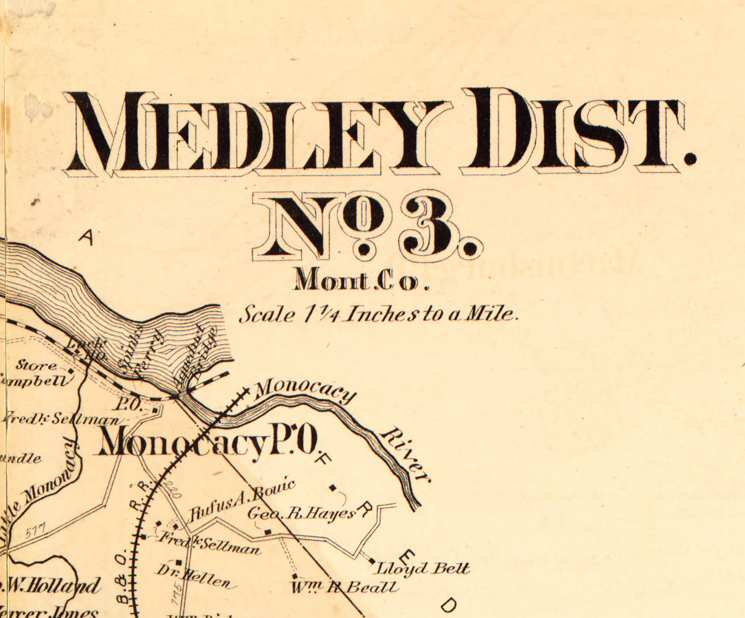 1879 Map of Medley District Montgomery County Maryland
