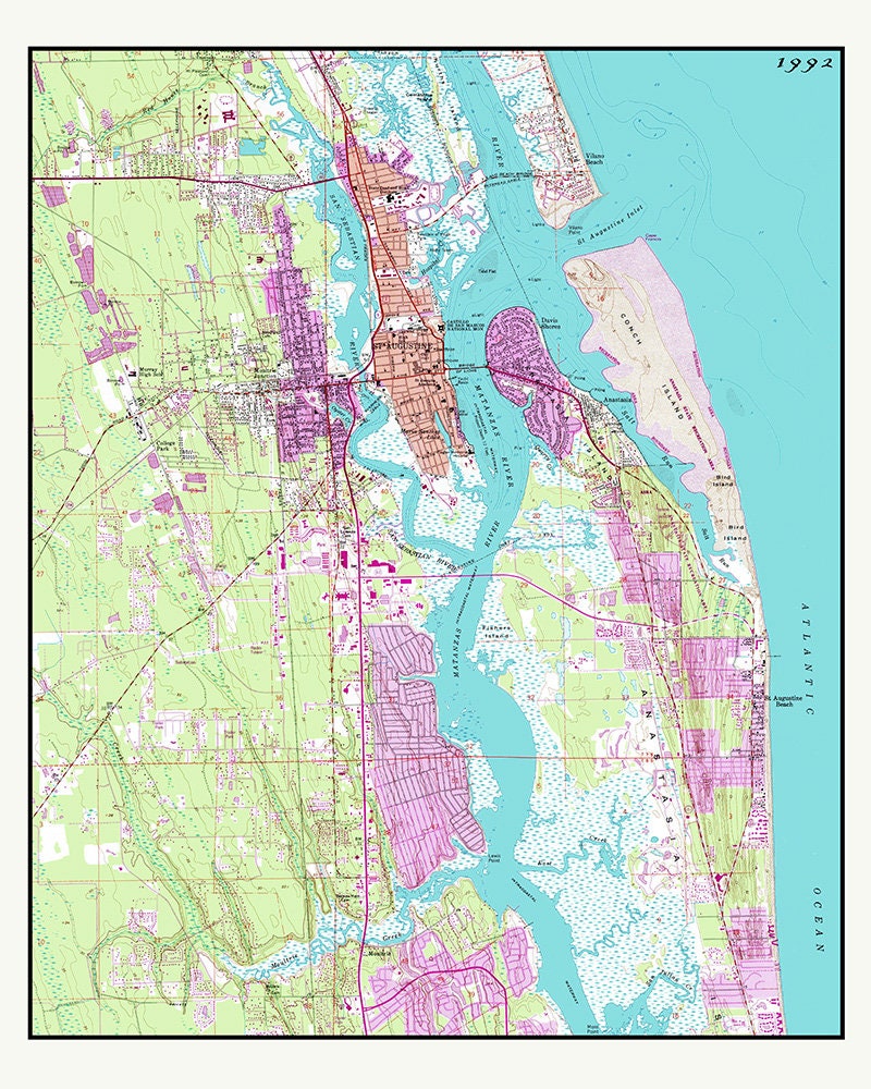 1992 Map of Saint Augustine Florida