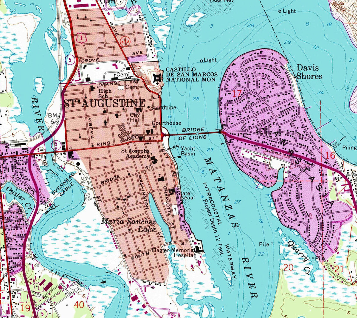 1992 Map of Saint Augustine Florida