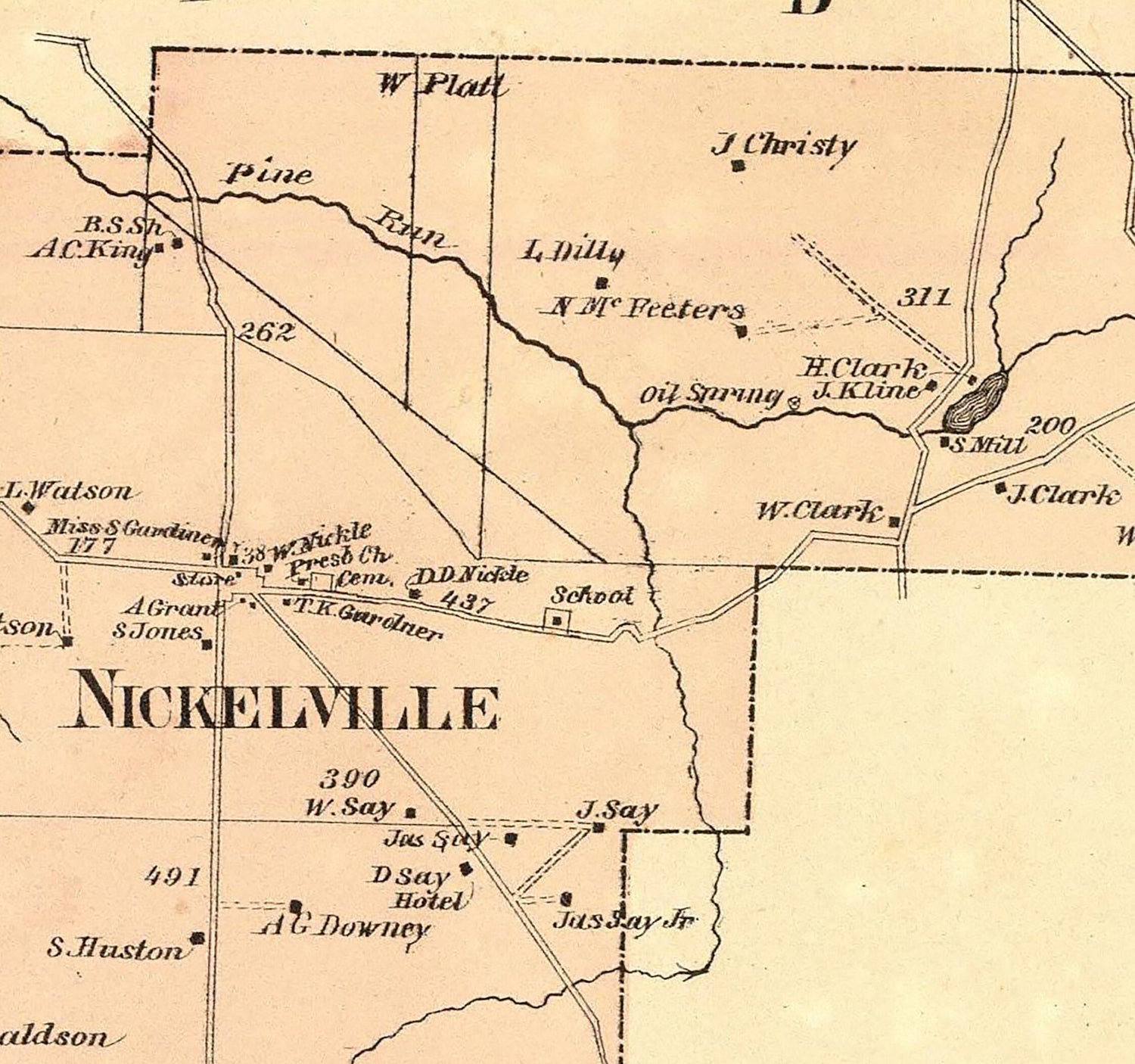 1865 Map of Richland Township Venango County Pennsylvania Oil Region