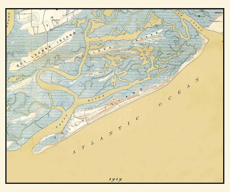 1919 Map of Folly Island South Carolina Folly Beach