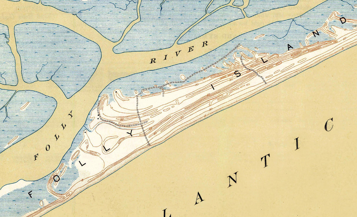 1919 Map of Folly Island South Carolina Folly Beach