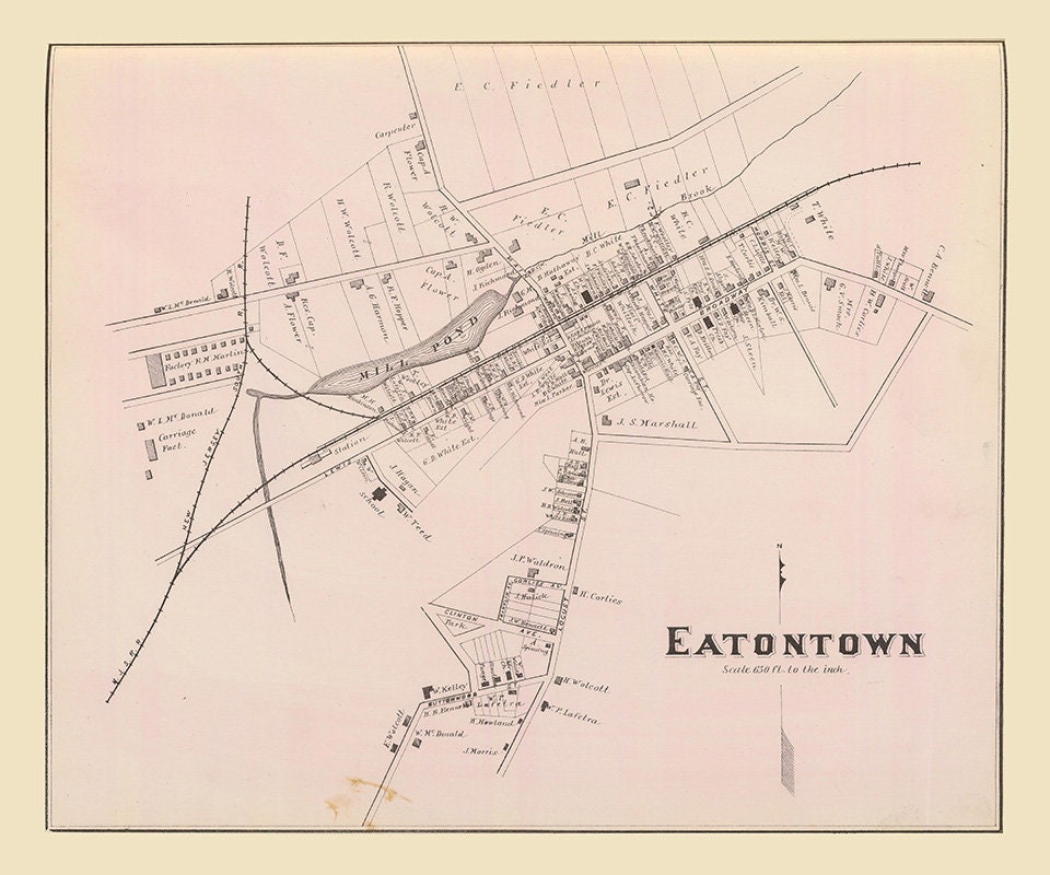 1878 Map of Eatontown New Jersey