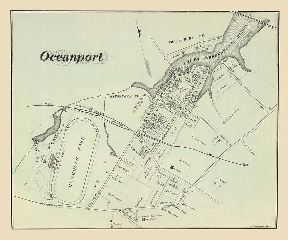 1878 Map of Oceanport New Jersey