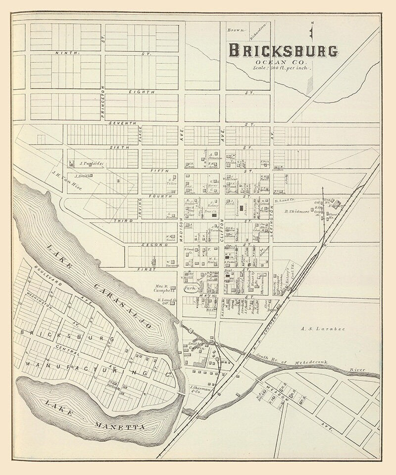 1878 Map of Bricksburg New Jersey