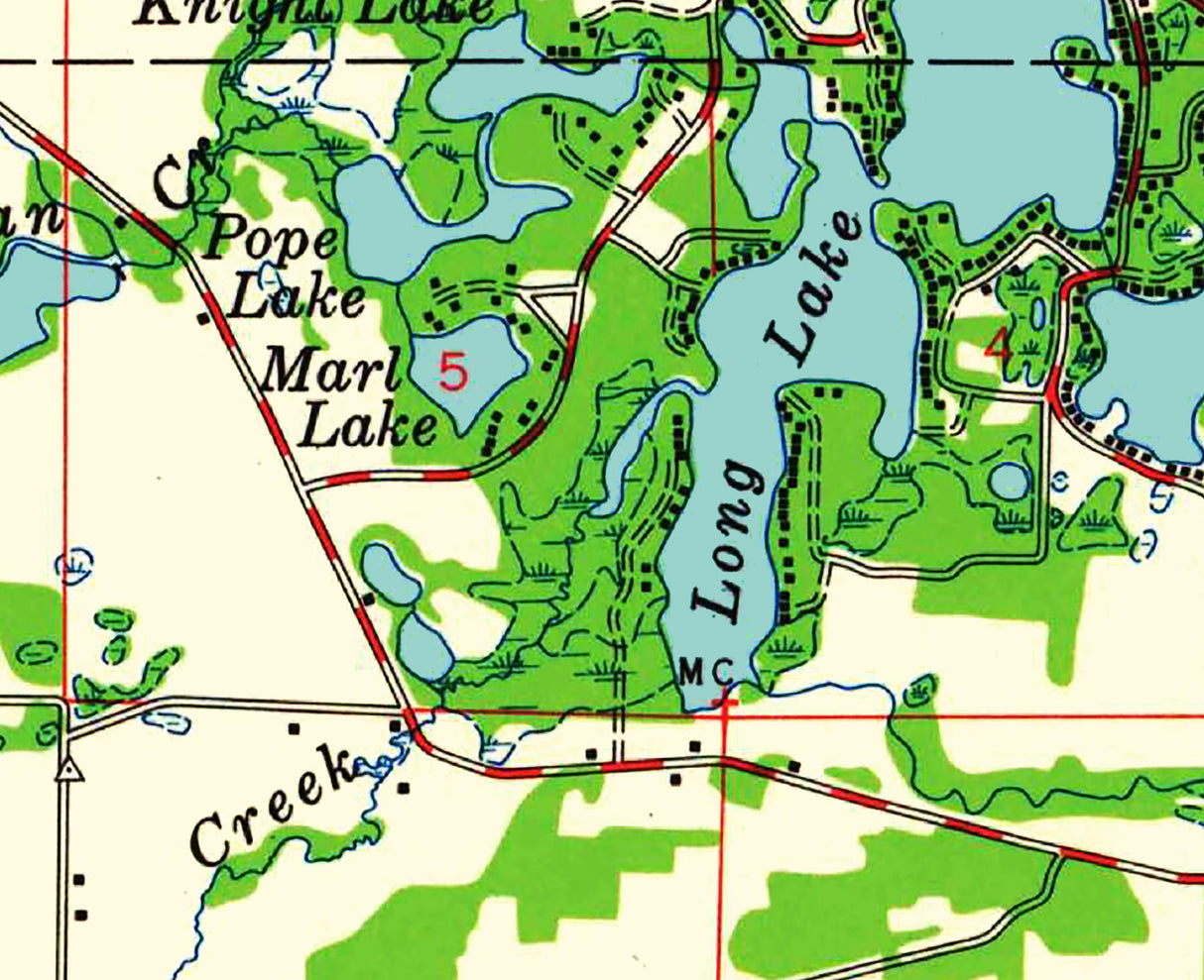 1959 Map of Chain O Lakes Waupaca County Wisconsin