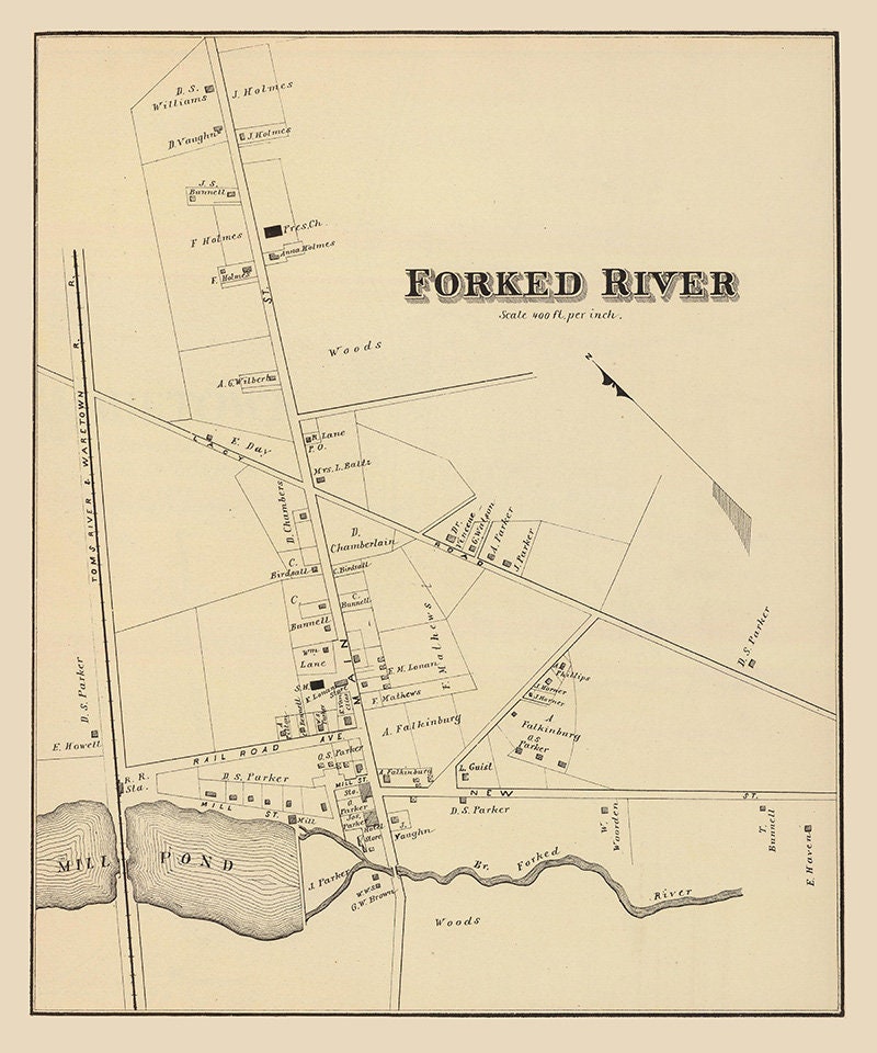 1878 Map of Forked River New Jersey