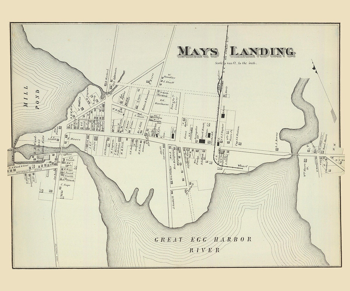 1878 Map of Mays Landing New Jersey