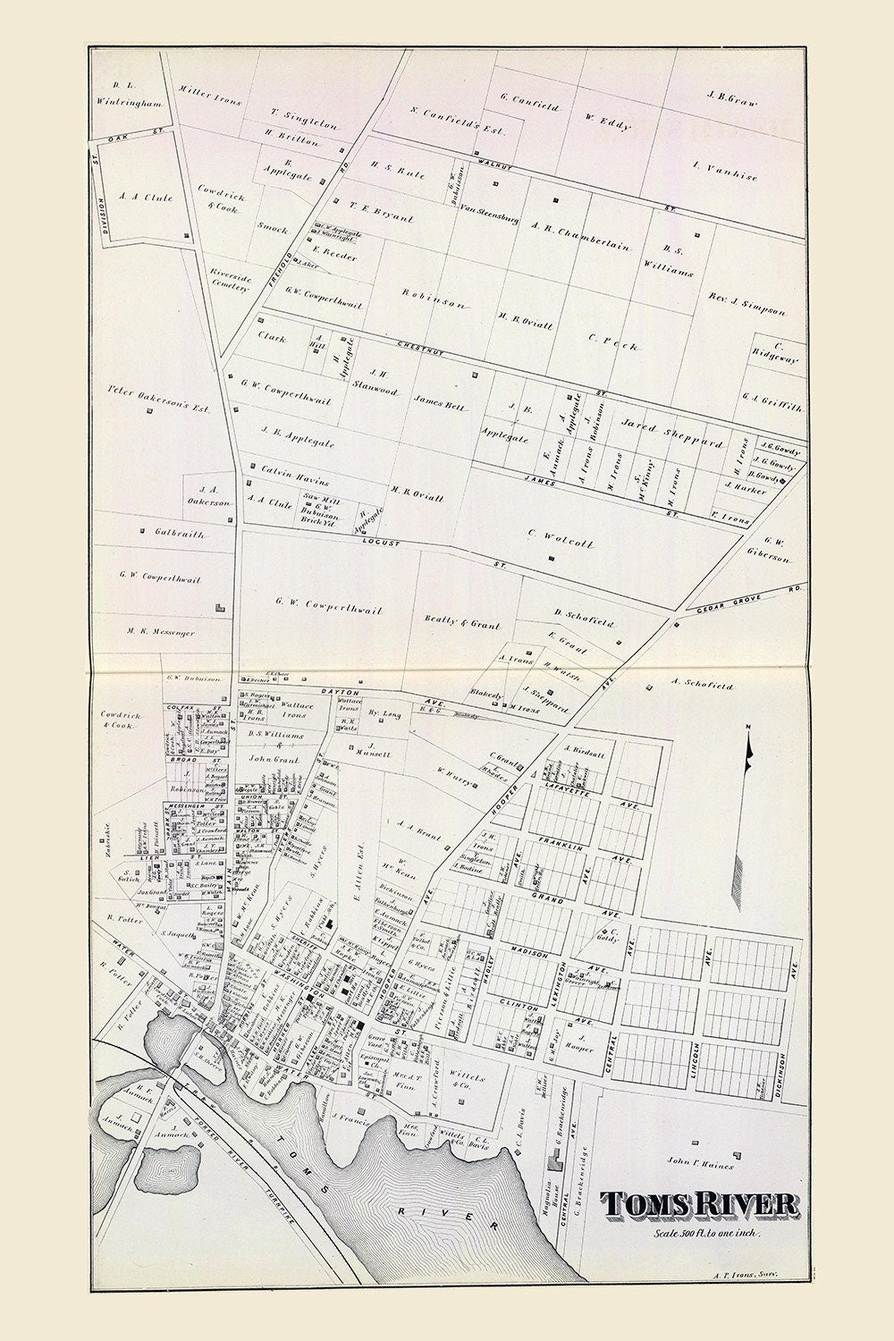 1878 Map of Toms River New Jersey