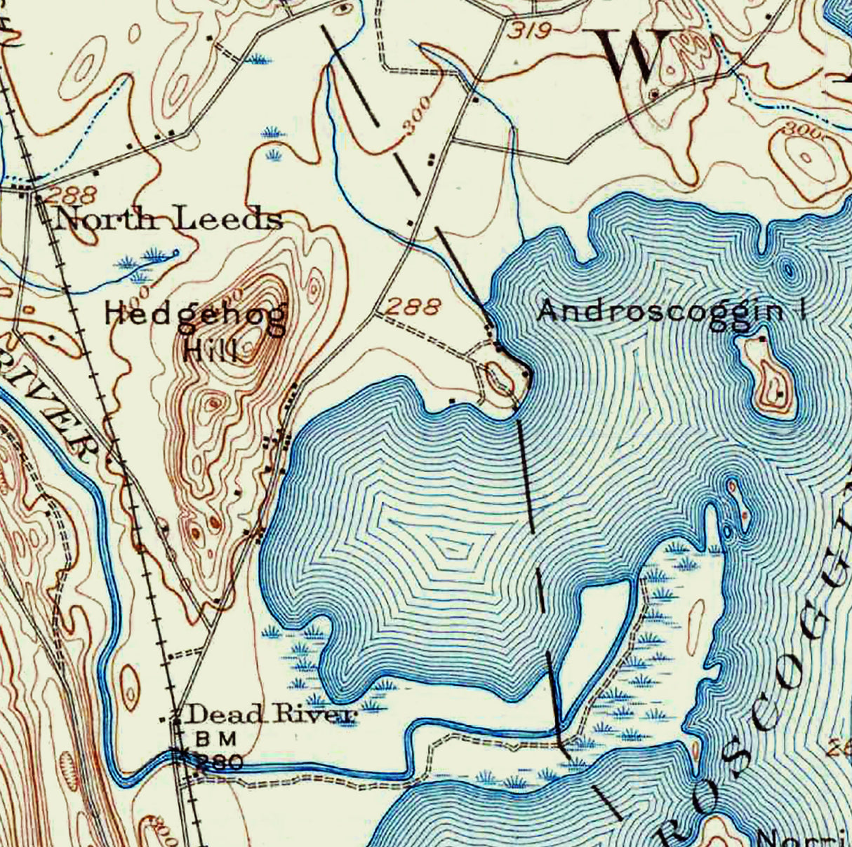 1912 Map of Lake Androscoggin Maine