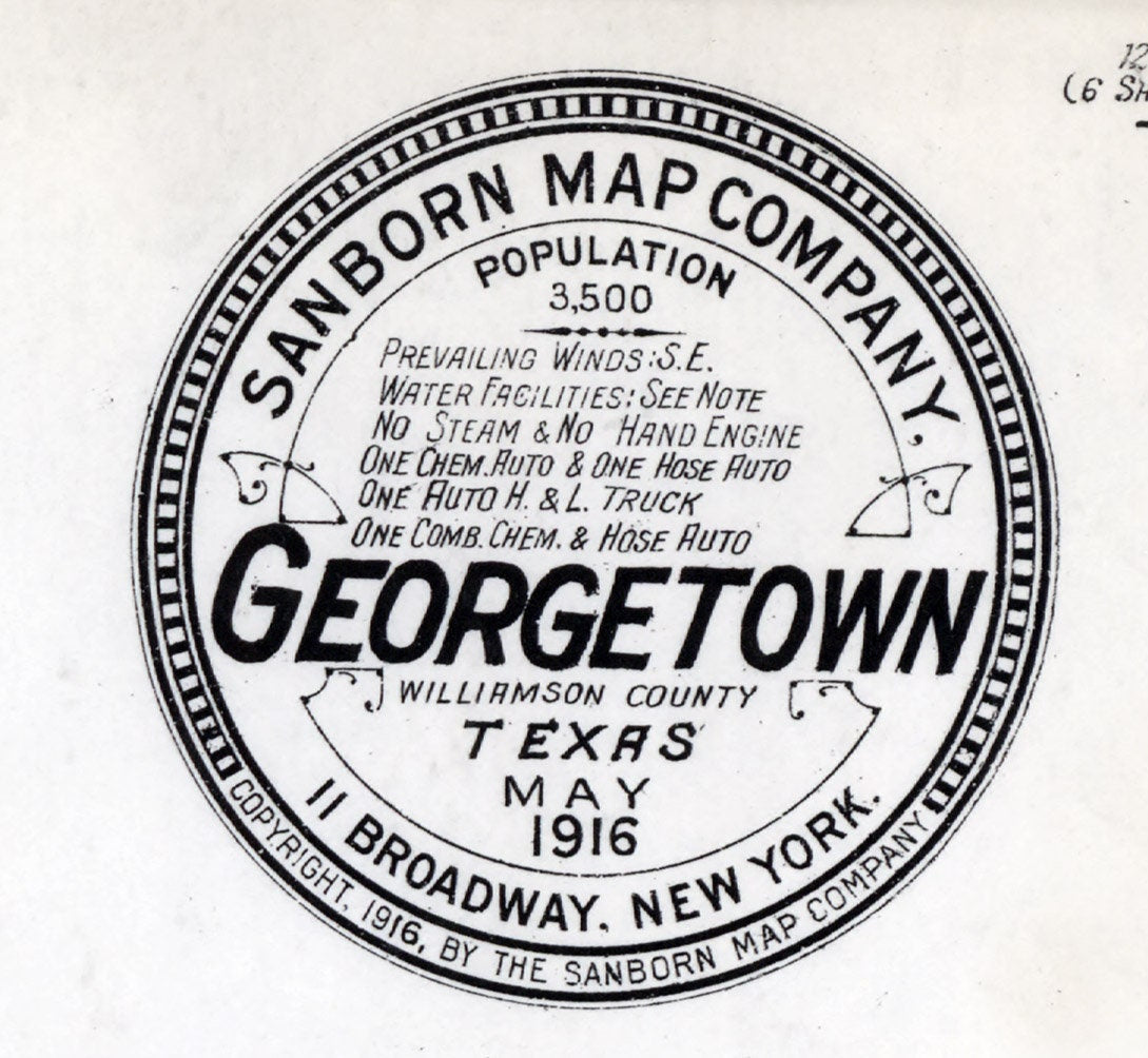 1916 Town Map of Georgetown Williamson County Texas