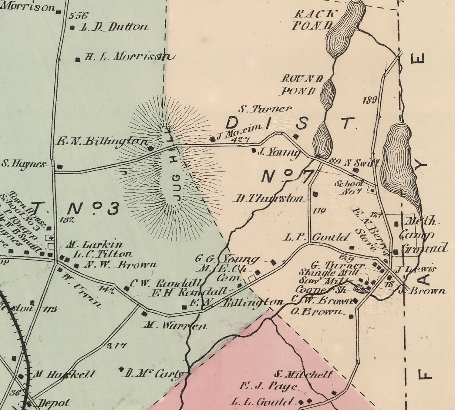 1873 Map of East Livermore Township Androscoggin County Maine