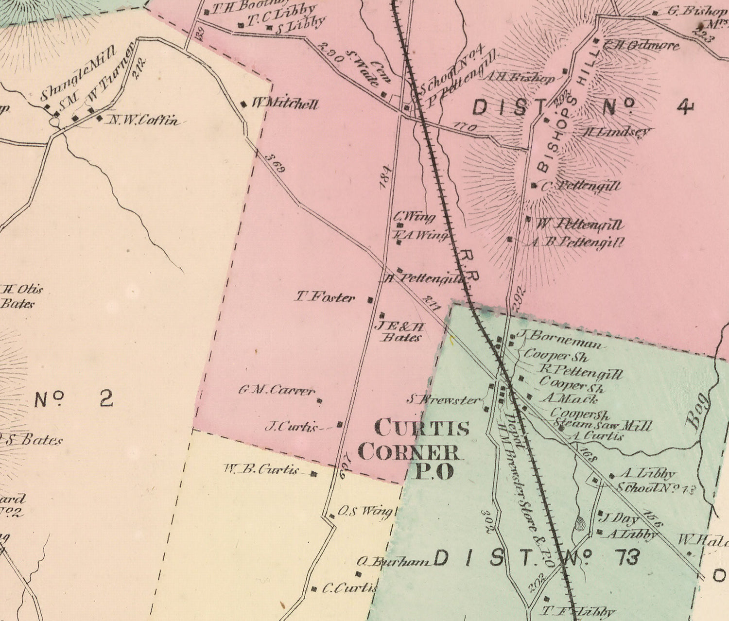 1873 Map of Leeds Township Androscoggin County Maine