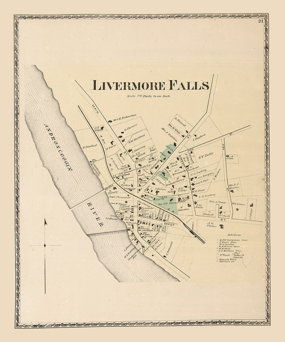 1873 Map of Livermore Falls Androscoggin County Maine