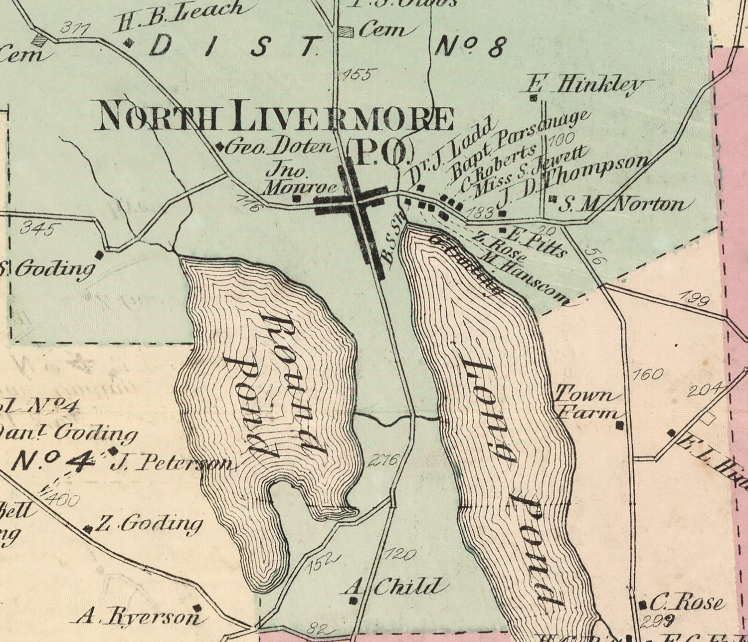 1873 Map of Livermore Township Androscoggin County Maine