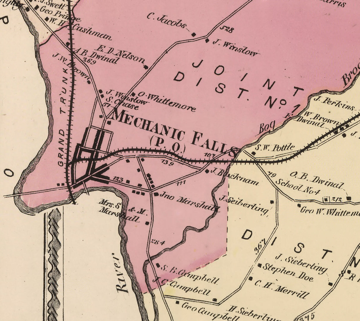 1873 Map of Minot Township Androscoggin County Maine