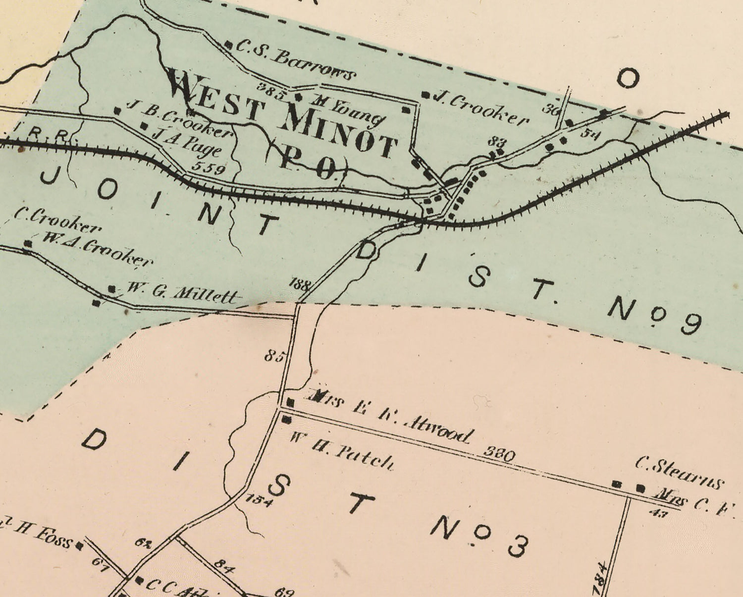 1873 Map of Minot Township Androscoggin County Maine