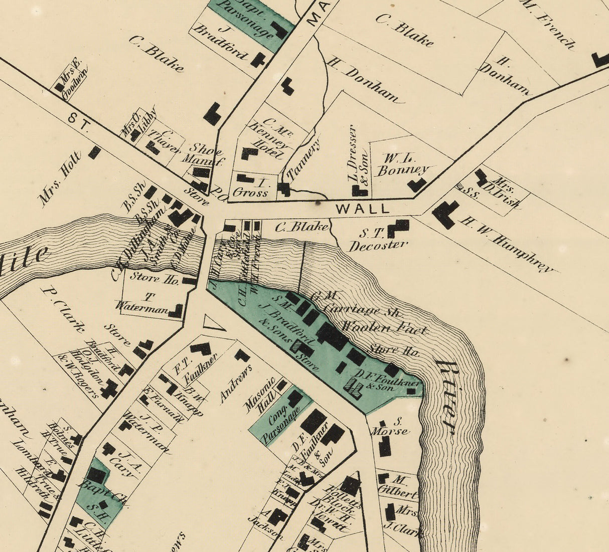 1873 Map of Turner Village Androscoggin County Maine