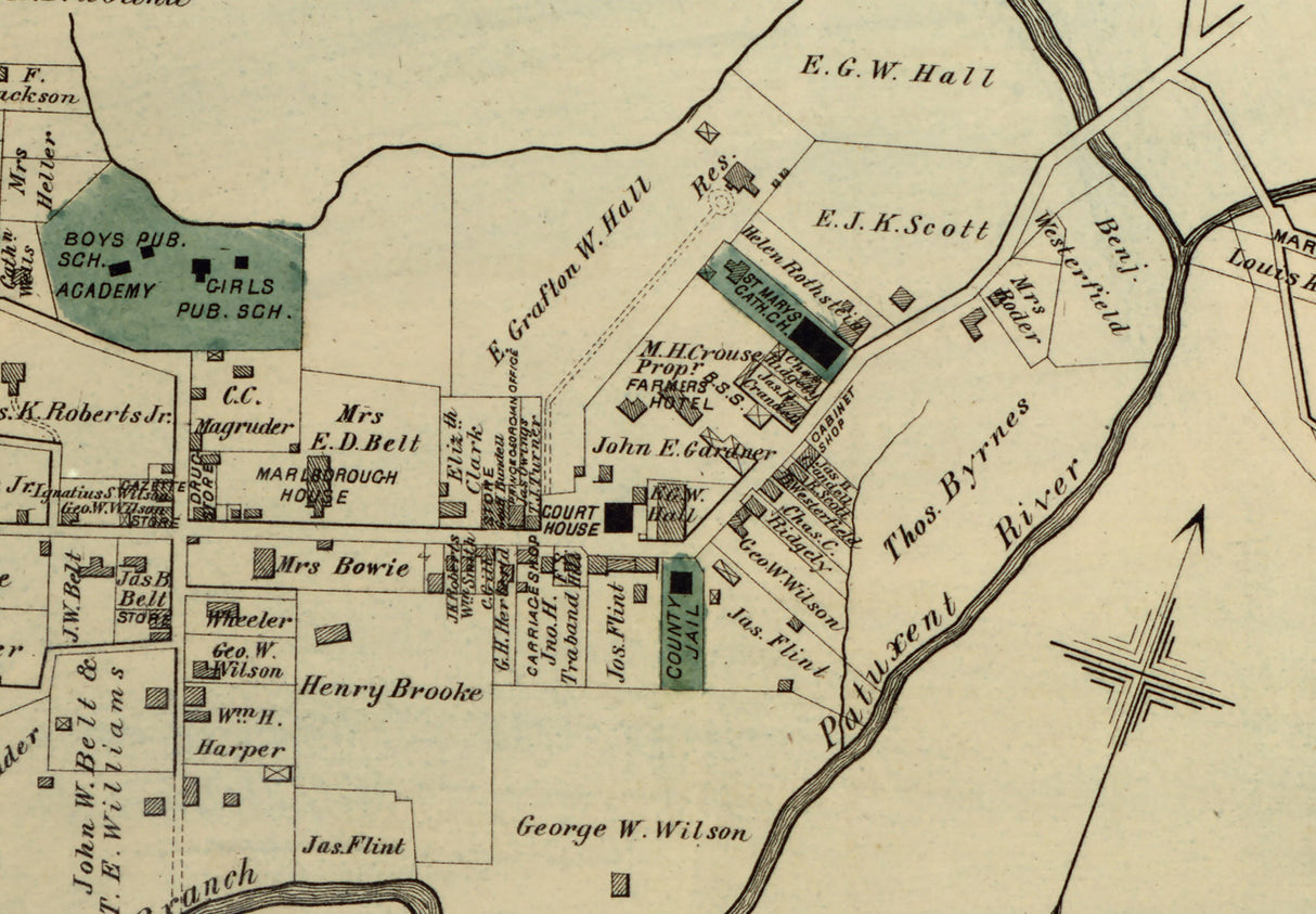 1879 Map of Upper Marlborough District Montgomery County Maryland