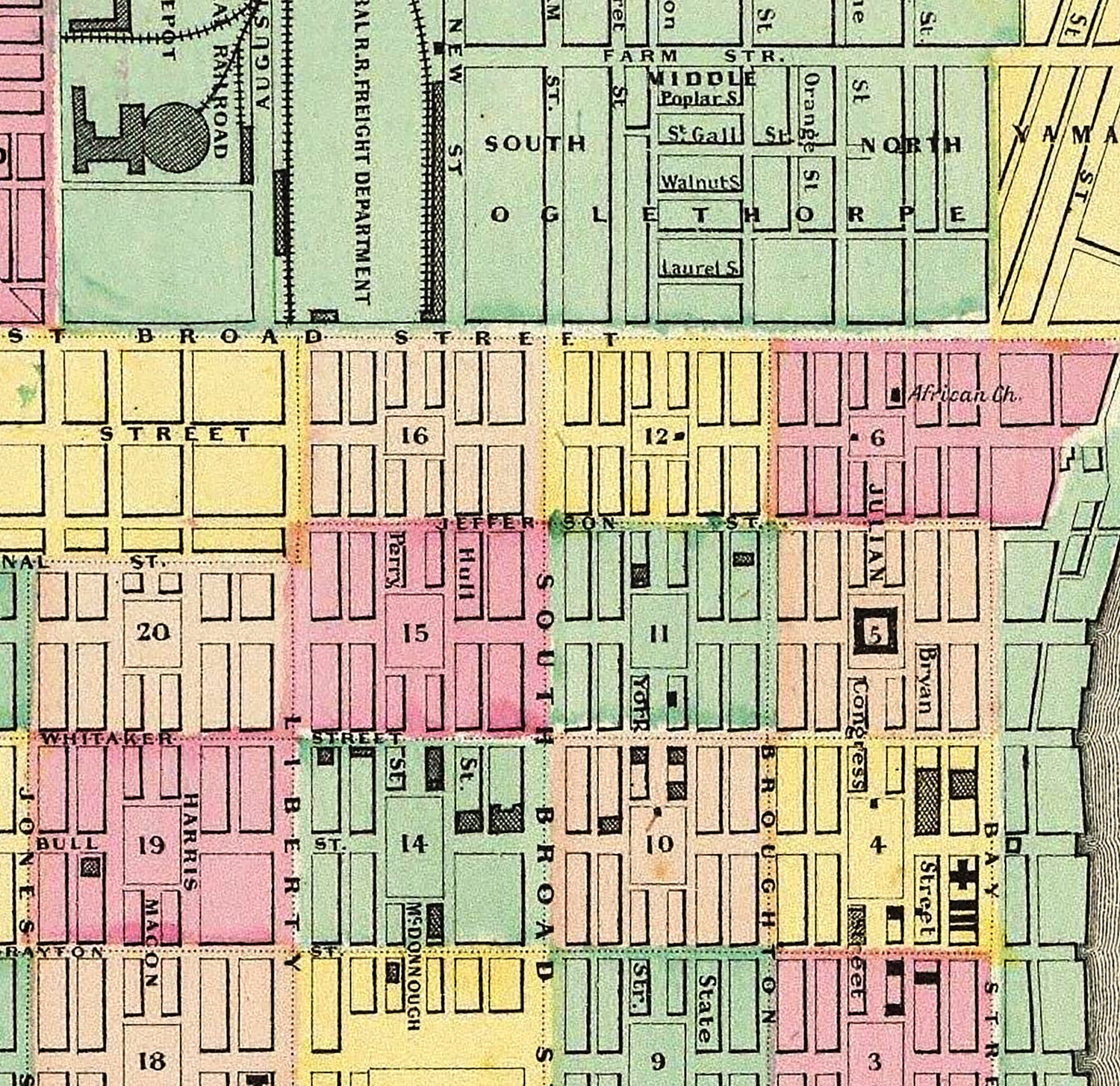 1856 Map of Savannah Georgia
