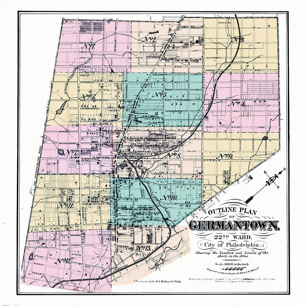1871 Map of Germantown Pennsylvania