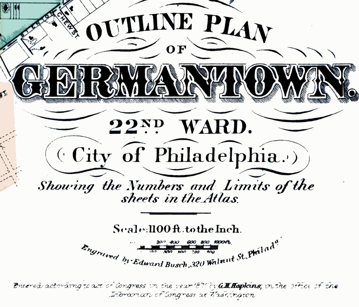 1871 Map of Germantown Pennsylvania