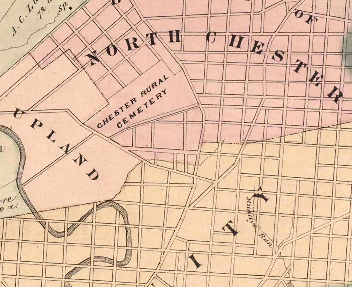 1875 Map of Chester Township Delaware County Pennsylvania