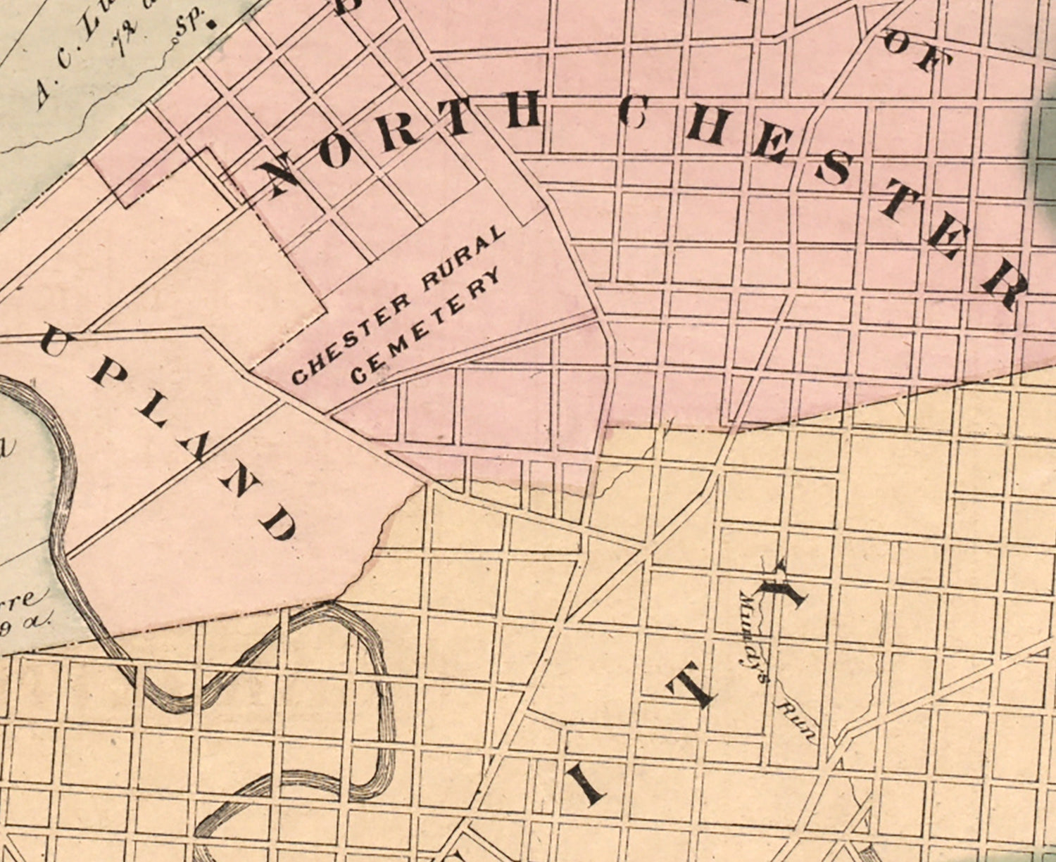 1875 Map of Chester Township Delaware County Pennsylvania