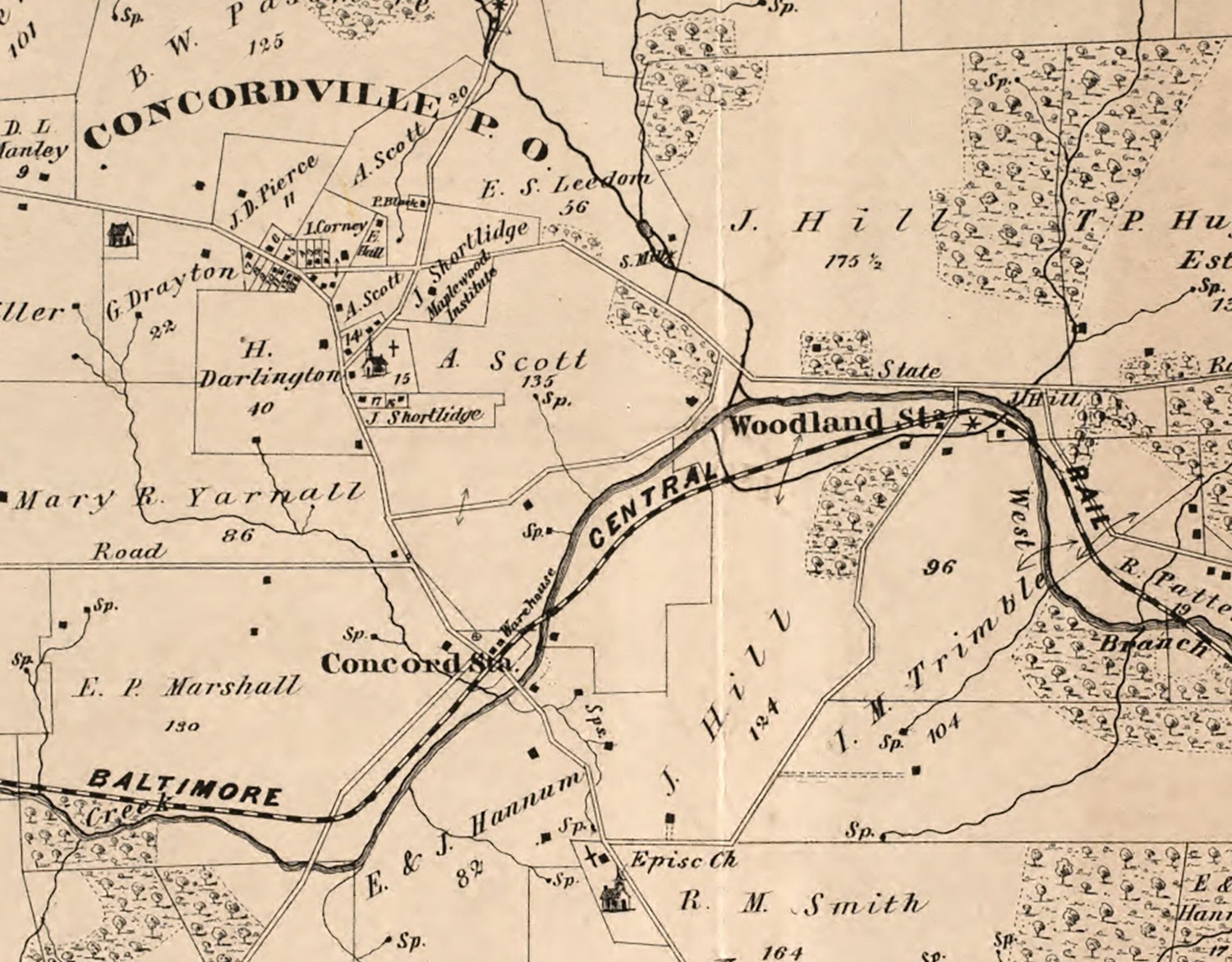 1875 Map of Concord Township Delaware County Pennsylvania