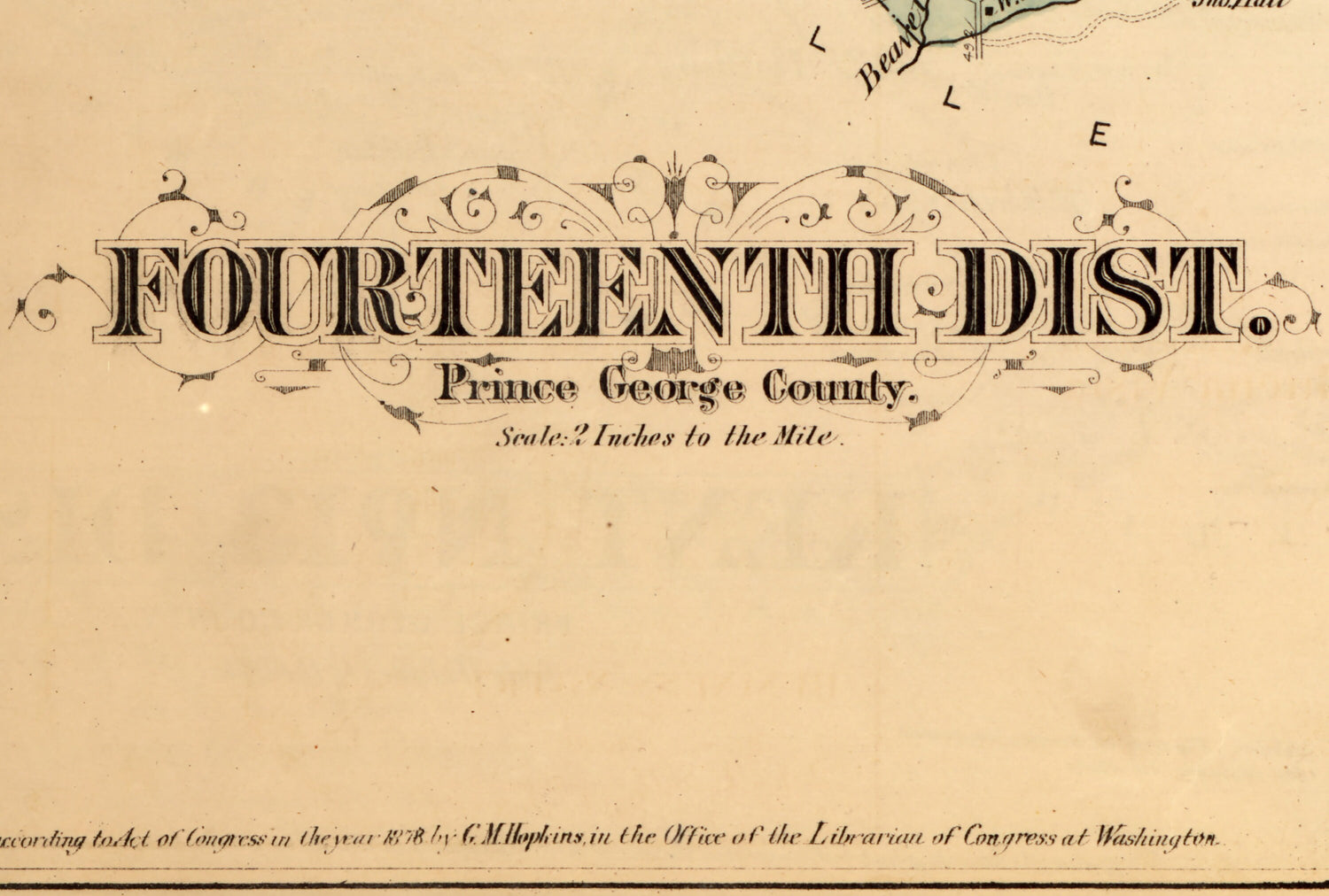 1879 Map of Fourteenth District Montgomery County Maryland
