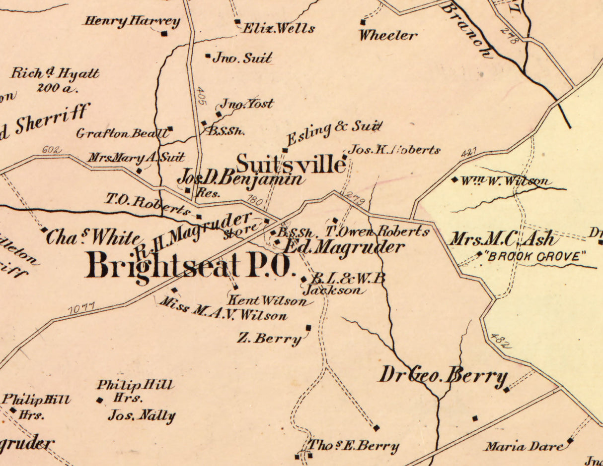 1879 Map of Kent District Montgomery County Maryland
