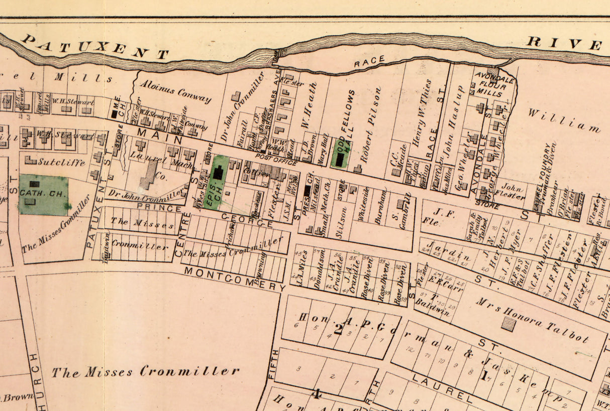 1879 Map of Laurel District Montgomery County Maryland