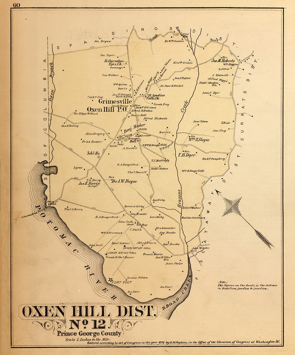 1879 Map of Oxen Hill District Montgomery County Maryland
