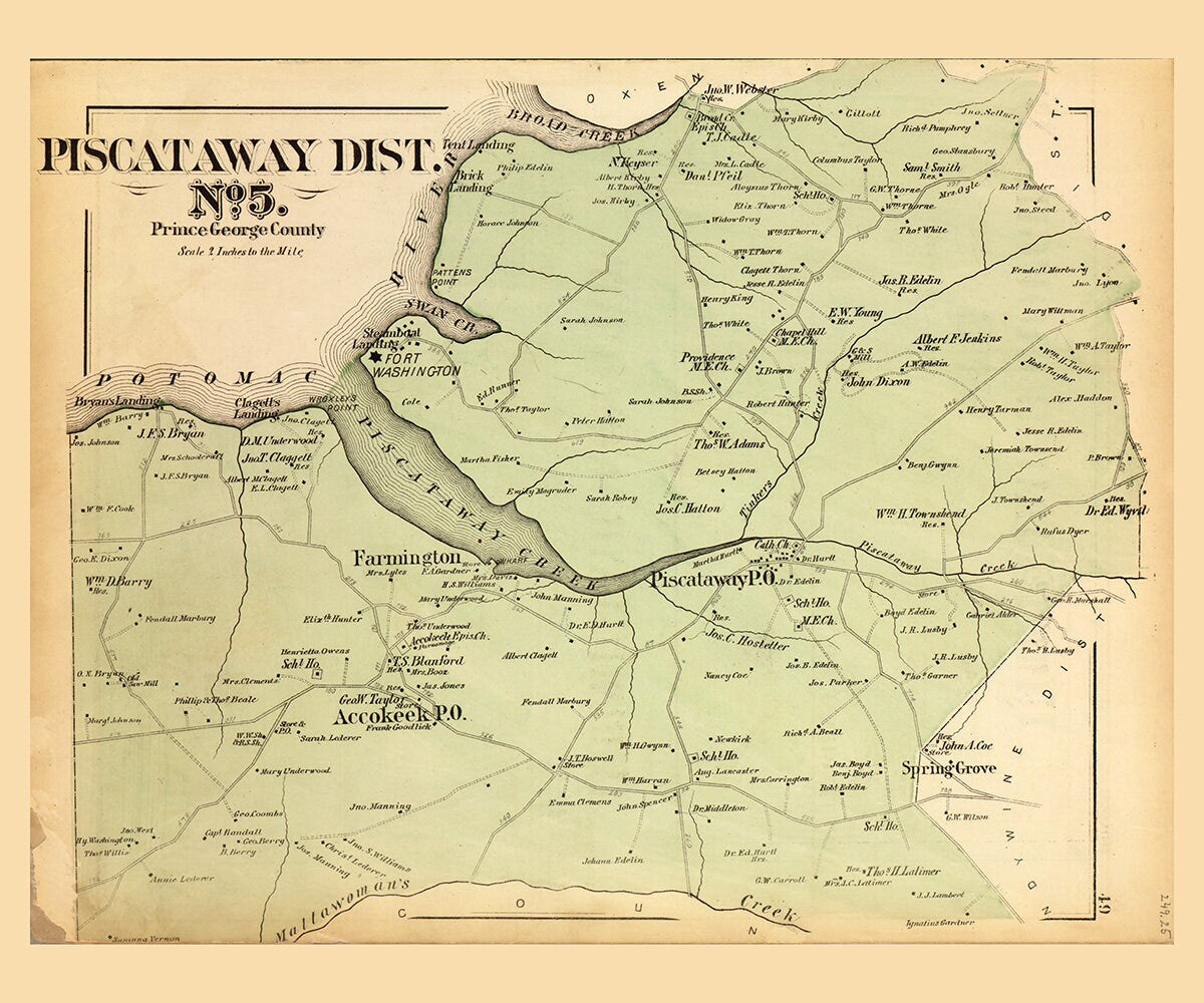 1879 Map of Piscataway District Montgomery County Maryland
