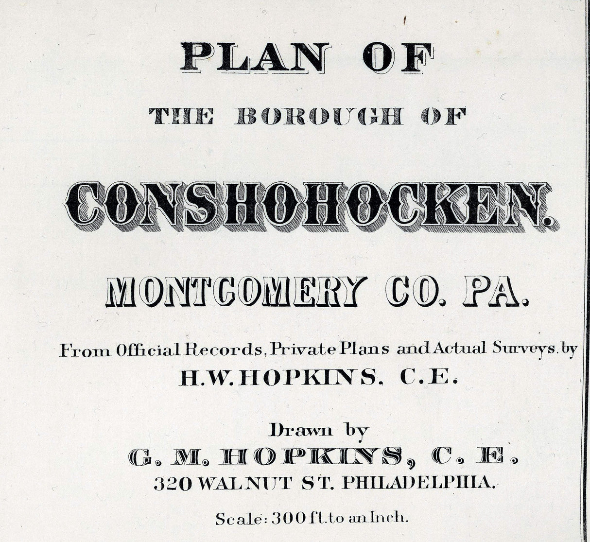 1871 Map of Conshohocken Montgomery County Pennsylvania