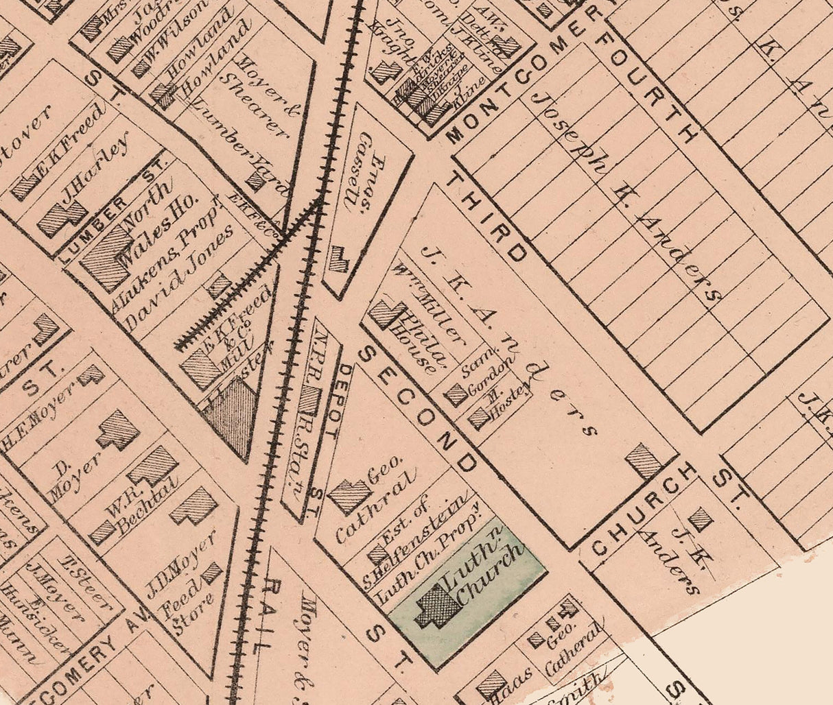 1871 Map of North Wales Montgomery County Pennsylvania