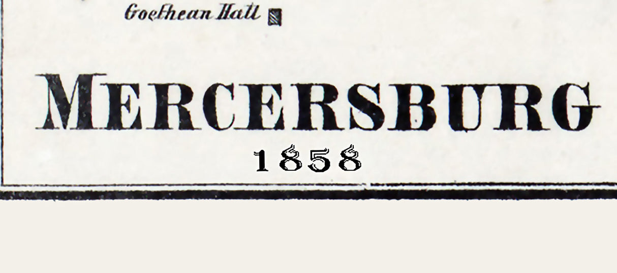 1858 Map of Mercersburg Franklin County Pennsylvania