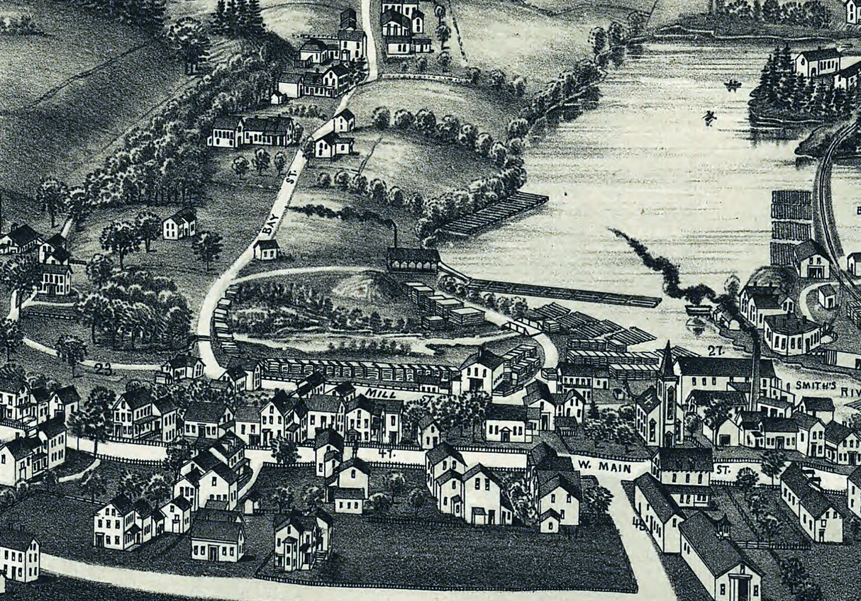 1889 Panoramic Map of Wolfeborough Lake Winnipesaukee New Hampshire