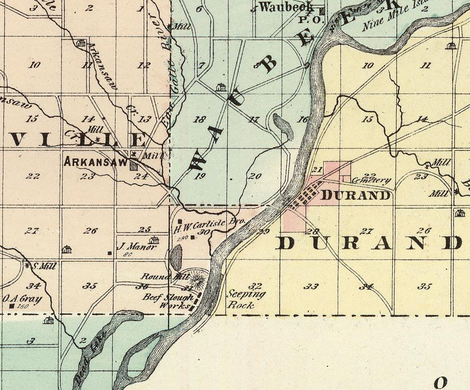 1878 Map of Pepin County Wisconsin Durand