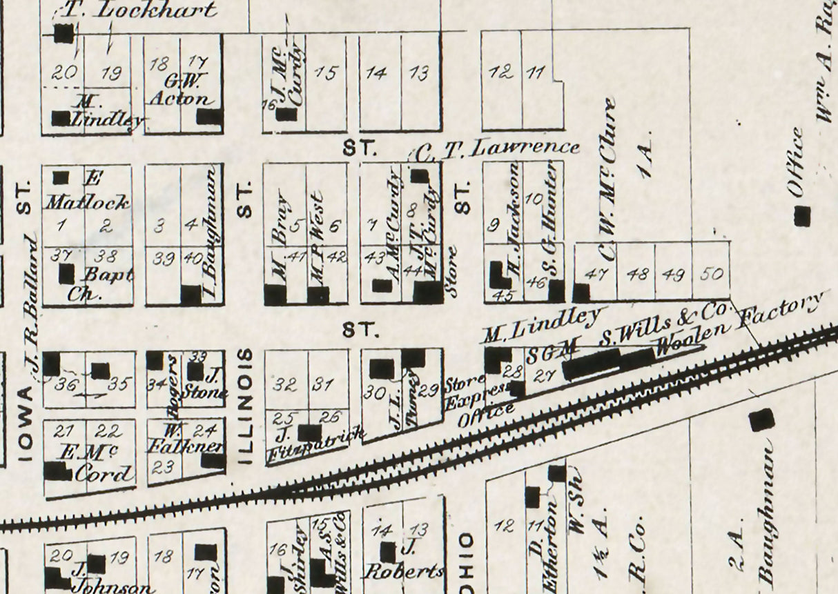 1866 Map of Clayton Hendricks County Indiana