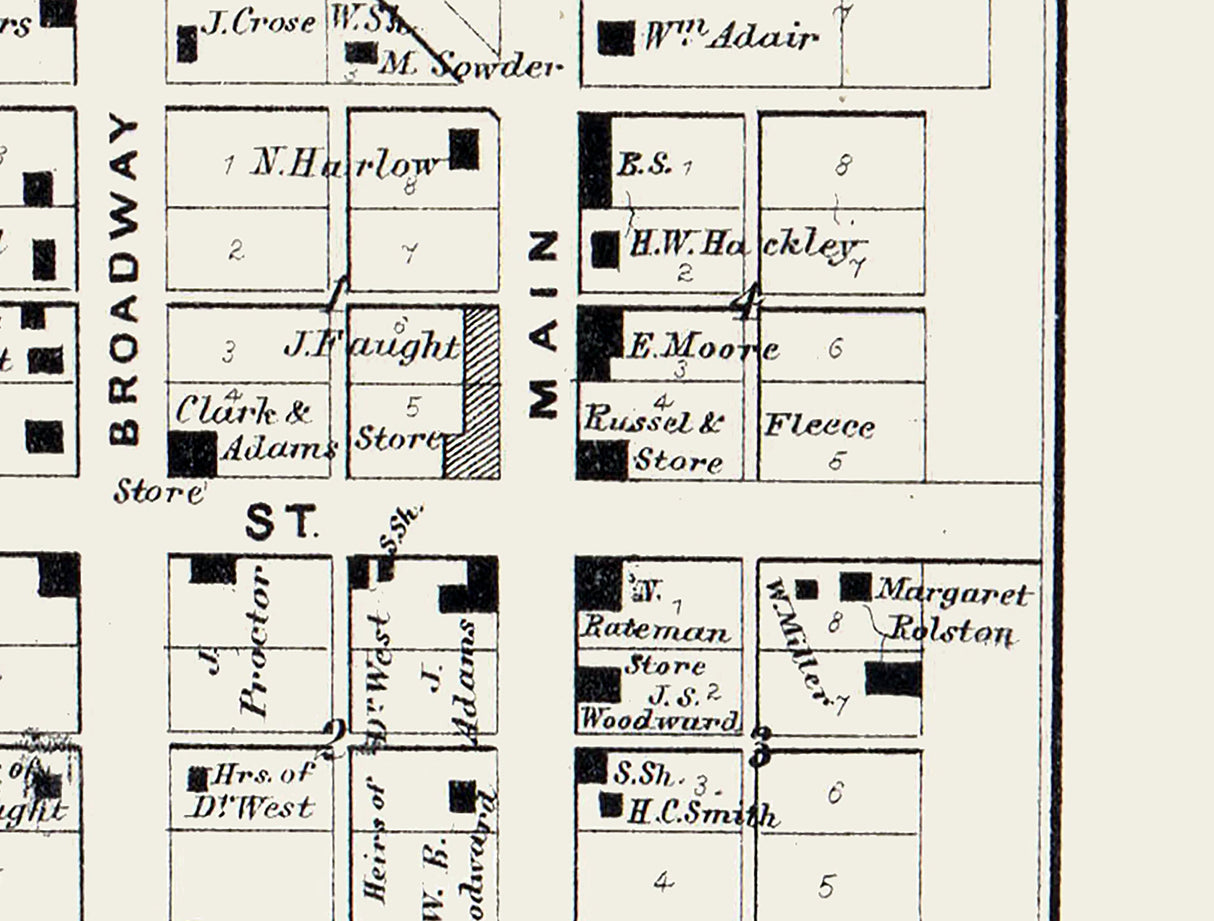 1866 Map of North Salem Hendricks County Indiana