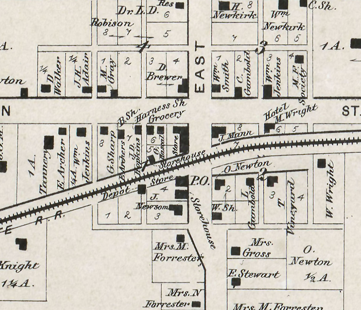 1866 Map of West Milton Hendricks County Indiana
