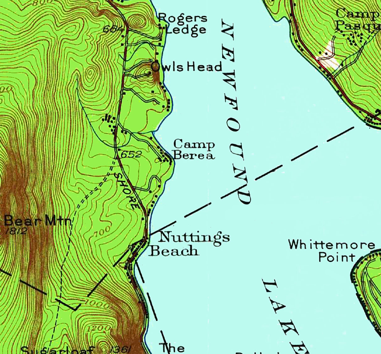 1965 Map of Newfound Lake New Hampshire