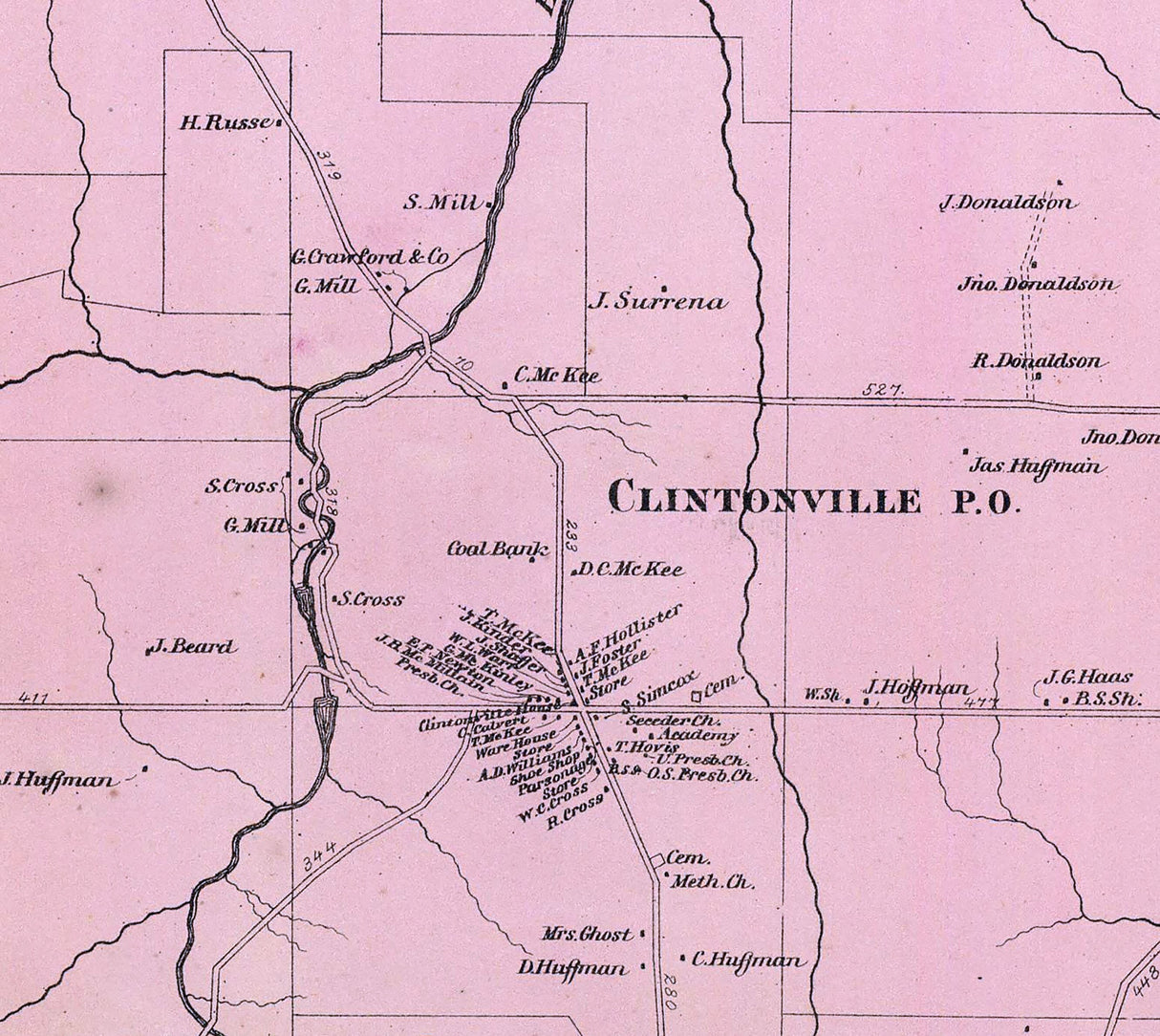 1865 Map of Clinton Township Venango County Pennsylvania Oil Region