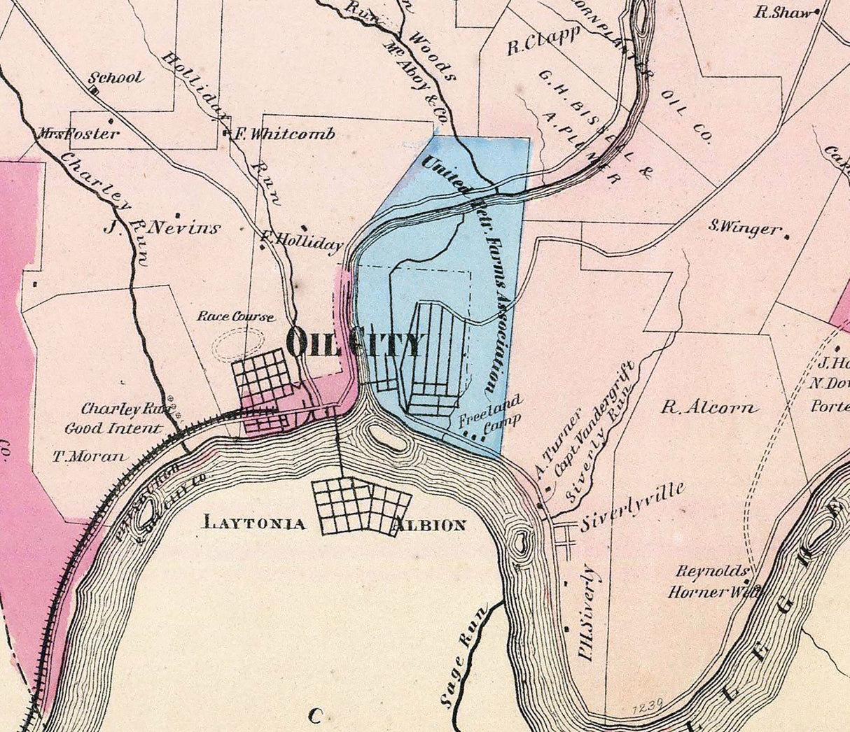 1865 Map of Cornplanter Township Venango County Pennsylvania Oil Region