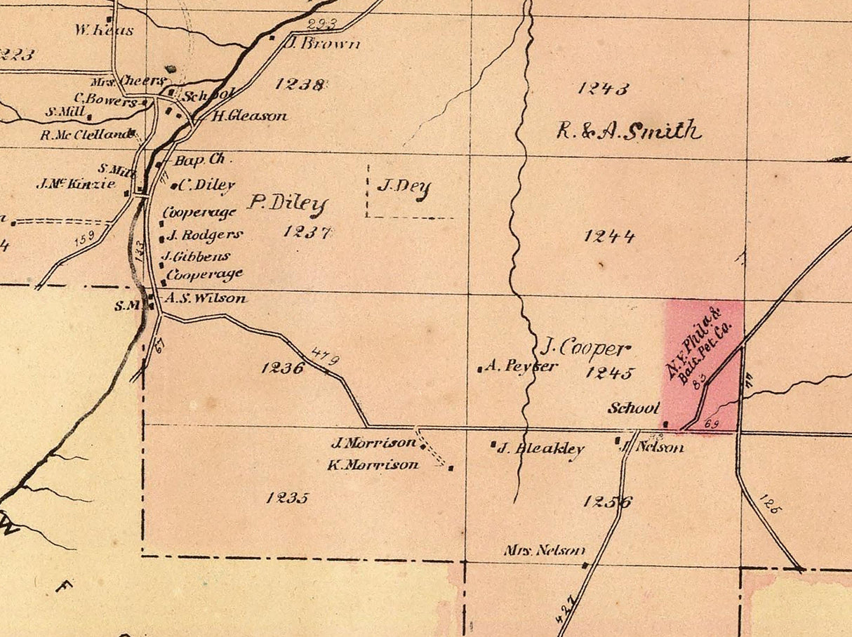 1865 Map of Jackson Township Venango County Pennsylvania Oil Region