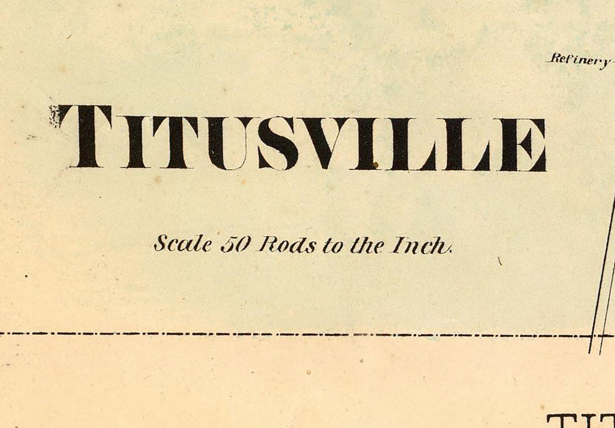 1865 Map of Titusville Venango County Pennsylvania Oil Region